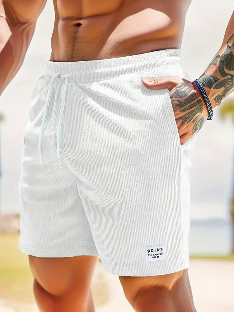 Lace-Up Drawstring Shorts Summer Corduroy Sports Short Pants Mens Clothing