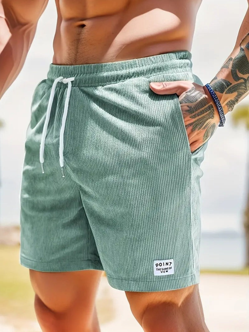 Lace-Up Drawstring Shorts Summer Corduroy Sports Short Pants Mens Clothing