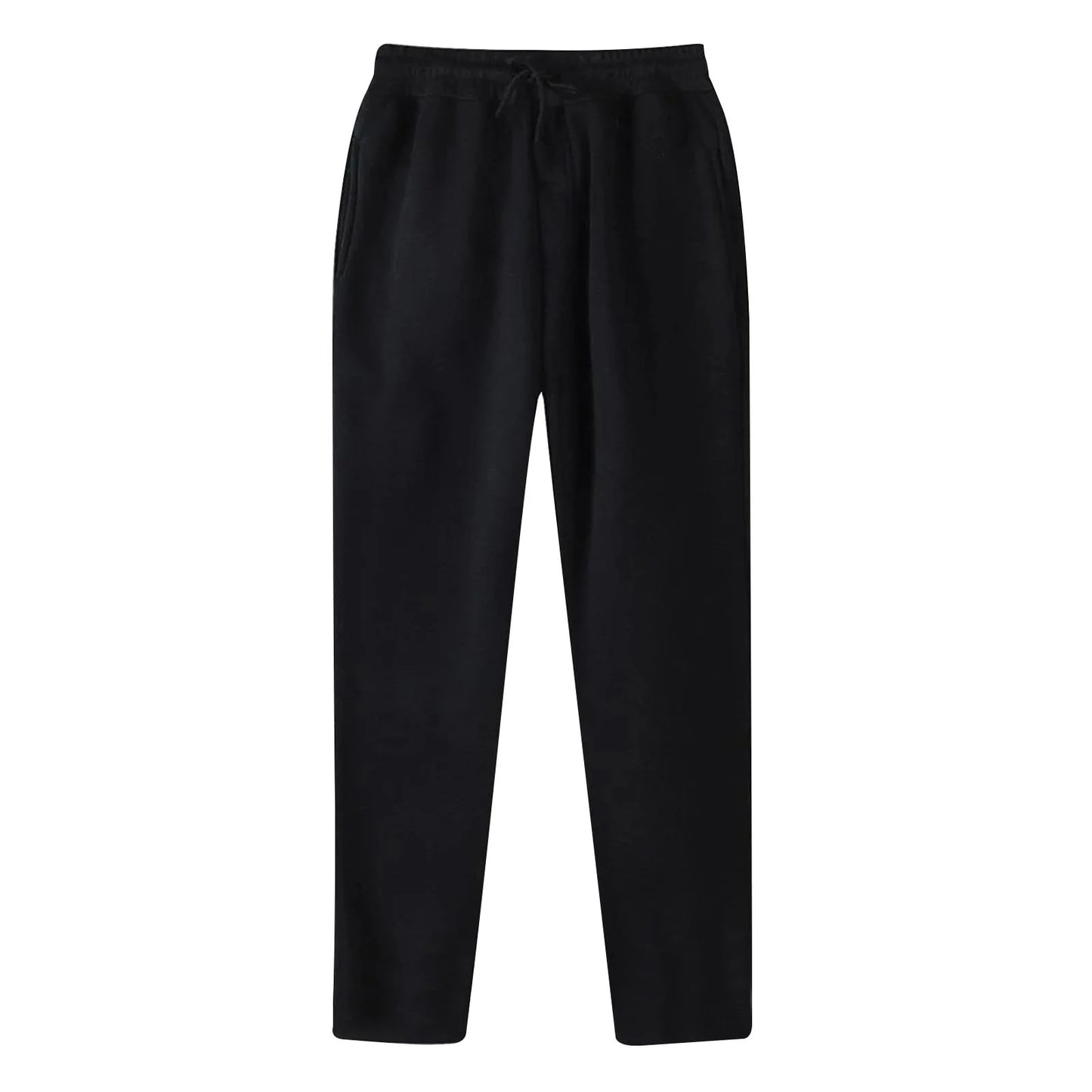 Sweatpants Men with Pockets Outdoor Running Jogger Pants Elastic Waist Drawstring Workout Casual Sweatpants Open Bottom, Black S