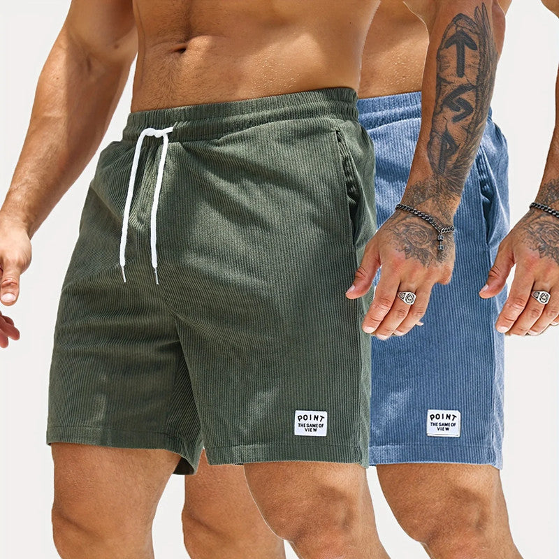 Lace-Up Drawstring Shorts Summer Corduroy Sports Short Pants Mens Clothing