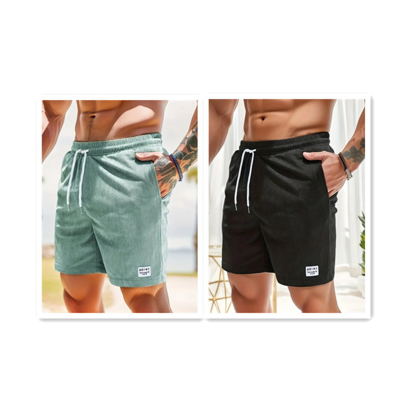 Lace-Up Drawstring Shorts Summer Corduroy Sports Short Pants Mens Clothing
