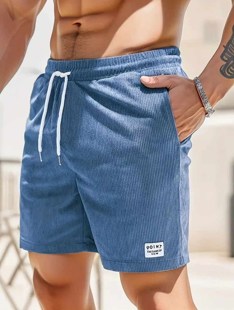 Lace-Up Drawstring Shorts Summer Corduroy Sports Short Pants Mens Clothing