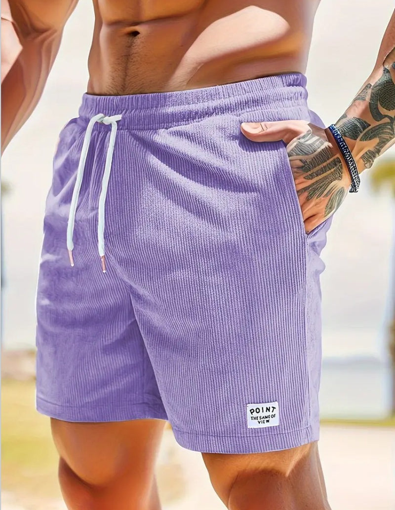 Lace-Up Drawstring Shorts Summer Corduroy Sports Short Pants Mens Clothing