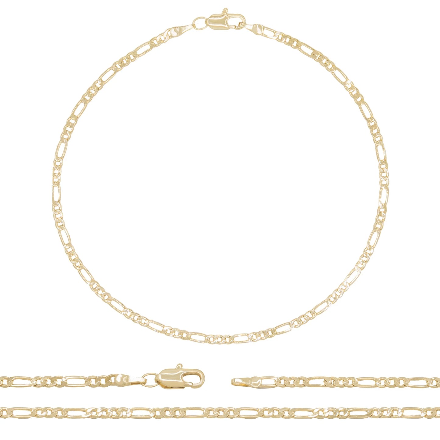 Figaro Chain Anklet 14K Gold Filled Ankle Bracelet 10" Foot Jewelry Women 2.4 Mm