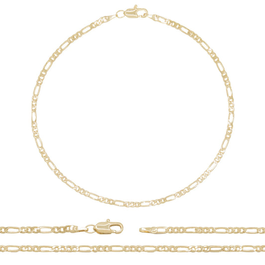 Figaro Chain Anklet 14K Gold Filled Ankle Bracelet 10" Foot Jewelry Women 2.4 Mm