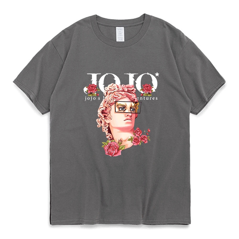 Japanese Jojo Bizarre Adventure Anime T Shirt Men Women Kawaii Jojo Graphic T-Shirt Teens Manga Tee Shirt Short Sleeve Unisex
