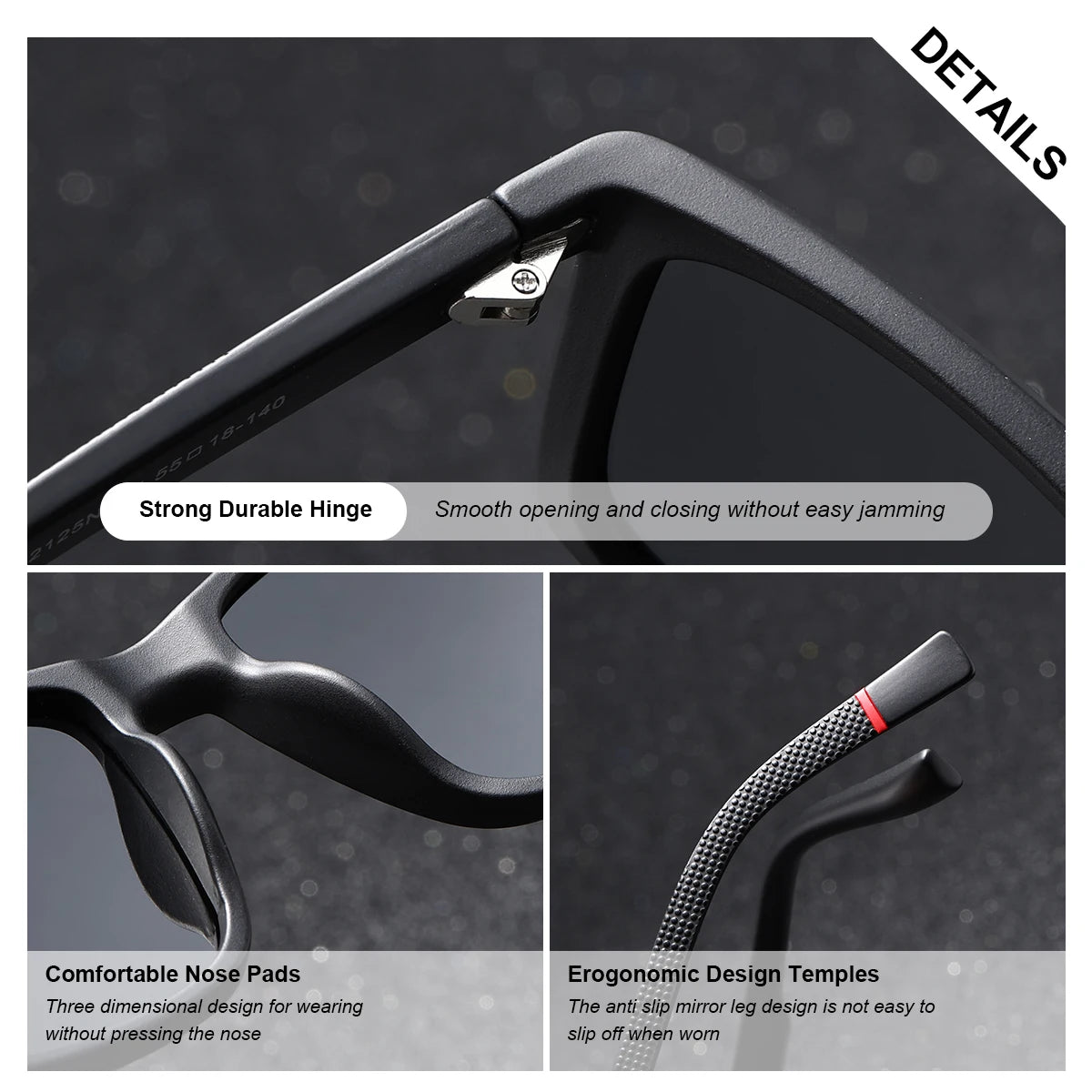 Simple Men Sunglasses Unique Comfort Wear PC Square Frame UV400 Sunshade Polarized Sunglasses Apparel Accessories