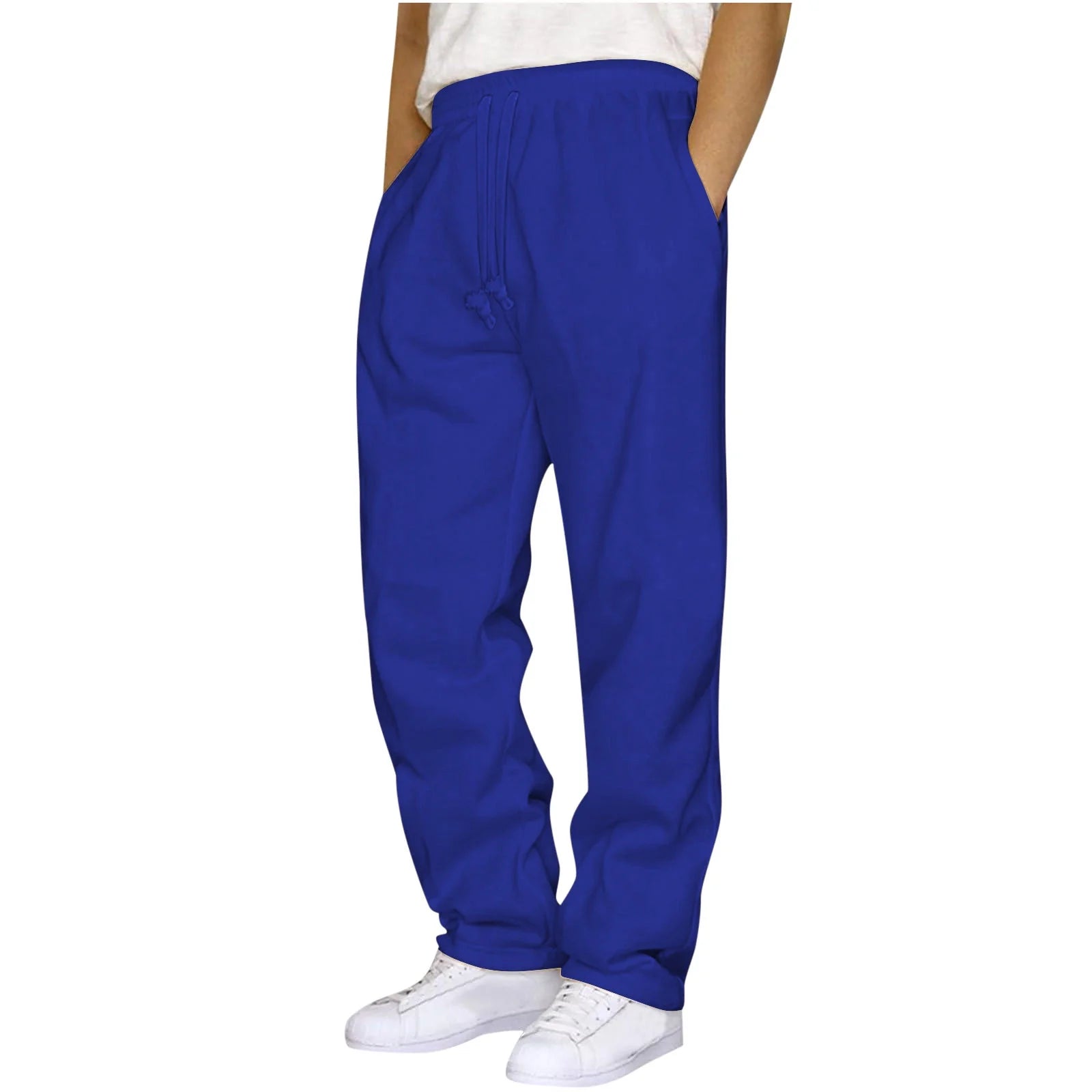 Sweatpants Men with Pockets Outdoor Running Jogger Pants Elastic Waist Drawstring Workout Casual Sweatpants Open Bottom, Black S