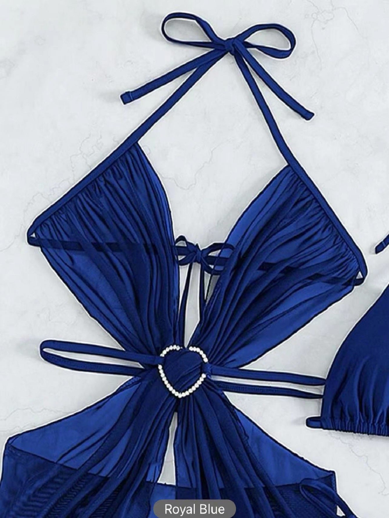 3Pcs Halter Neck Bikini Beach Summer Solid Color Split Swimsuit Womens Clothing