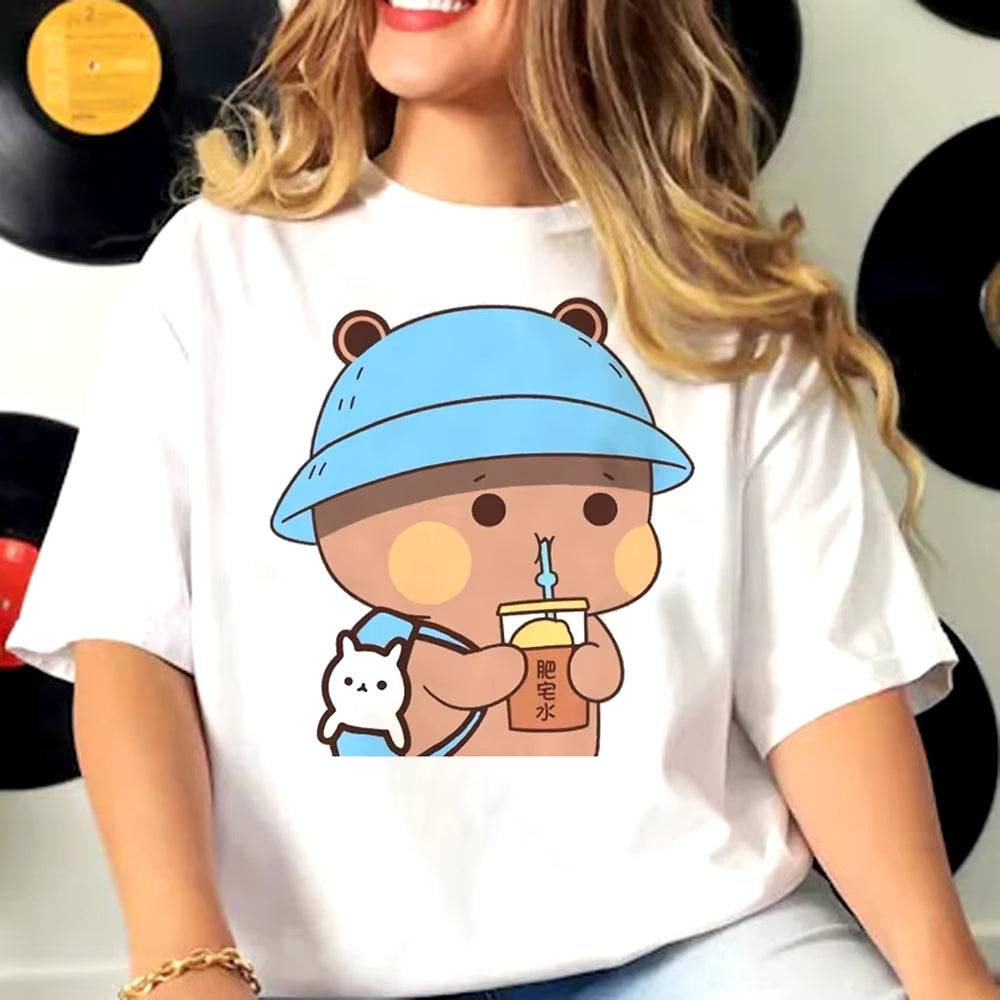 Bubu and Dudu T Shirt Women Comic T-Shirts Girl Y2K Funny Japanese Clothing