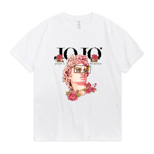 Japanese Jojo Bizarre Adventure Anime T Shirt Men Women Kawaii Jojo Graphic T-Shirt Teens Manga Tee Shirt Short Sleeve Unisex