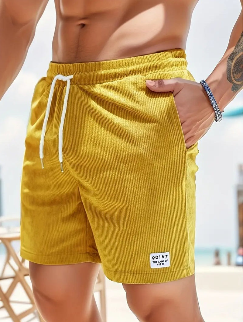 Lace-Up Drawstring Shorts Summer Corduroy Sports Short Pants Mens Clothing