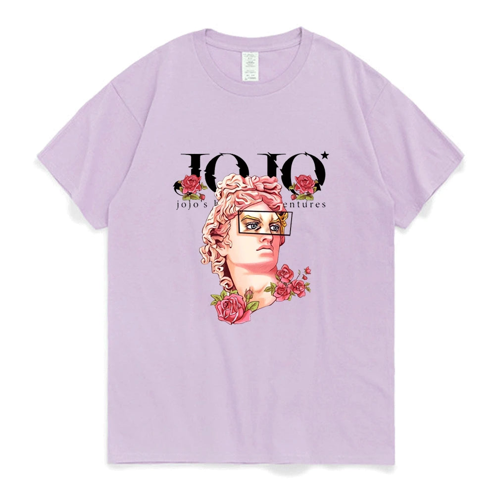 Japanese Jojo Bizarre Adventure Anime T Shirt Men Women Kawaii Jojo Graphic T-Shirt Teens Manga Tee Shirt Short Sleeve Unisex