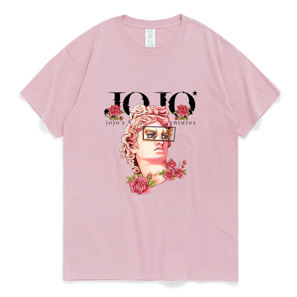 Japanese Jojo Bizarre Adventure Anime T Shirt Men Women Kawaii Jojo Graphic T-Shirt Teens Manga Tee Shirt Short Sleeve Unisex