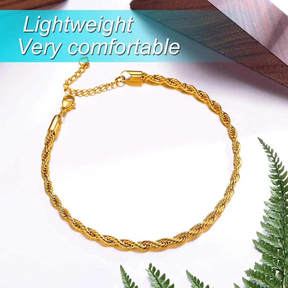 18K Gold Plated Anklets for Women Summer Jewelry Rope Ankle Chain Bracelets