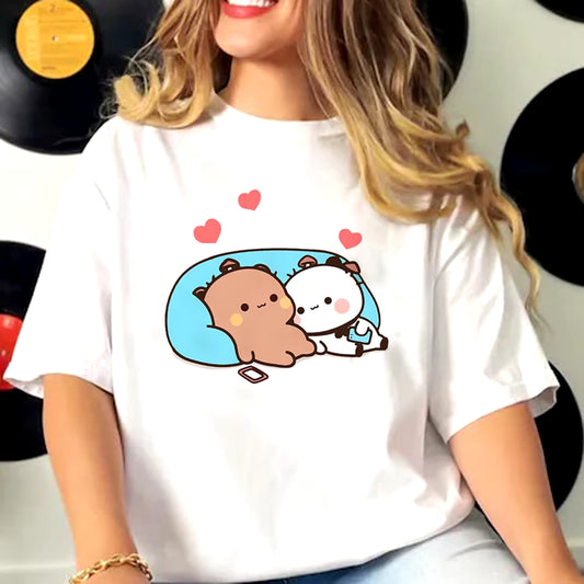 Bubu and Dudu T Shirt Women Comic T-Shirts Girl Y2K Funny Japanese Clothing