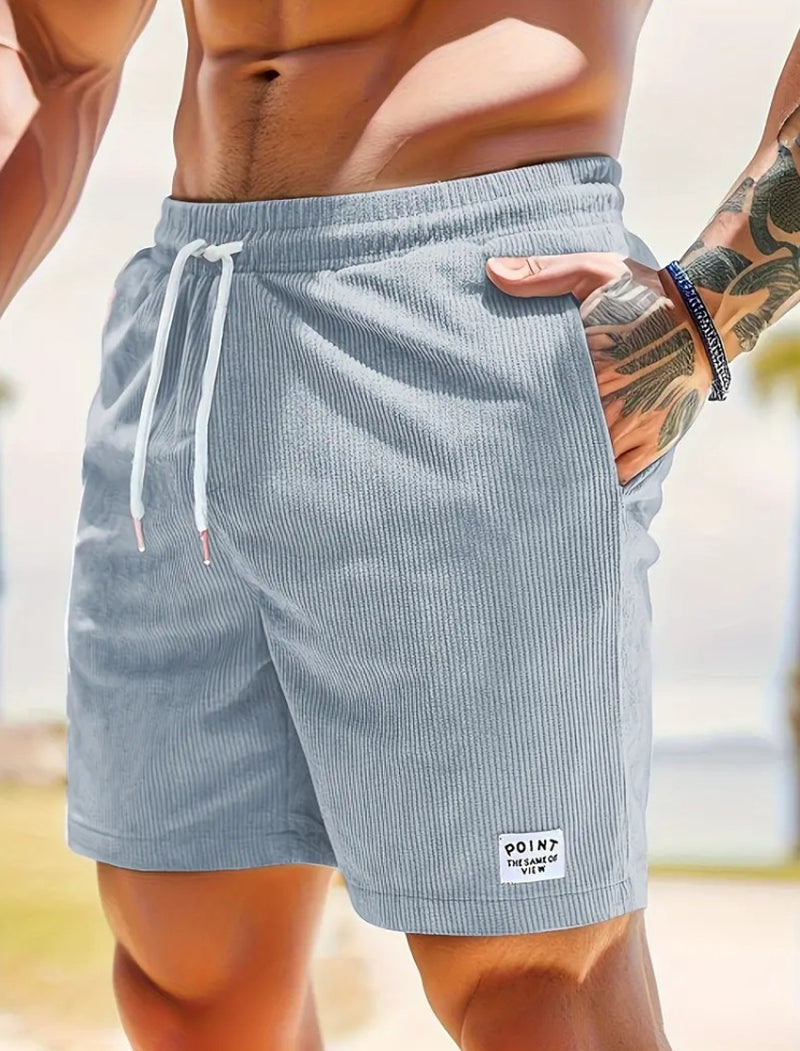 Lace-Up Drawstring Shorts Summer Corduroy Sports Short Pants Mens Clothing